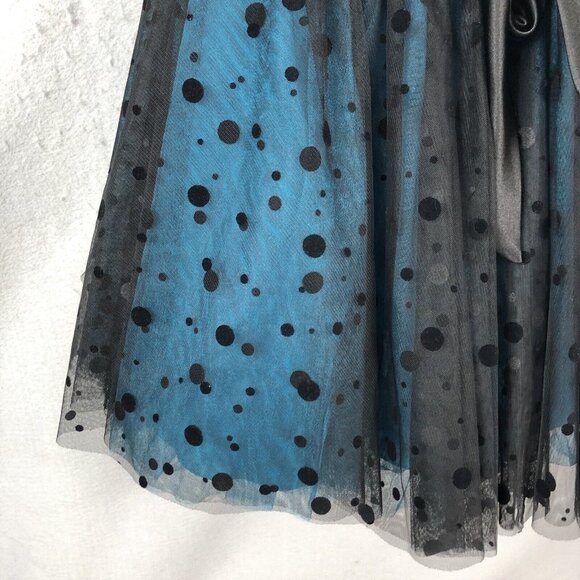 Flirt By Maggie Sottero Dress Womens Small Teal Black Short Prom Event Netting - Picture 7 of 16